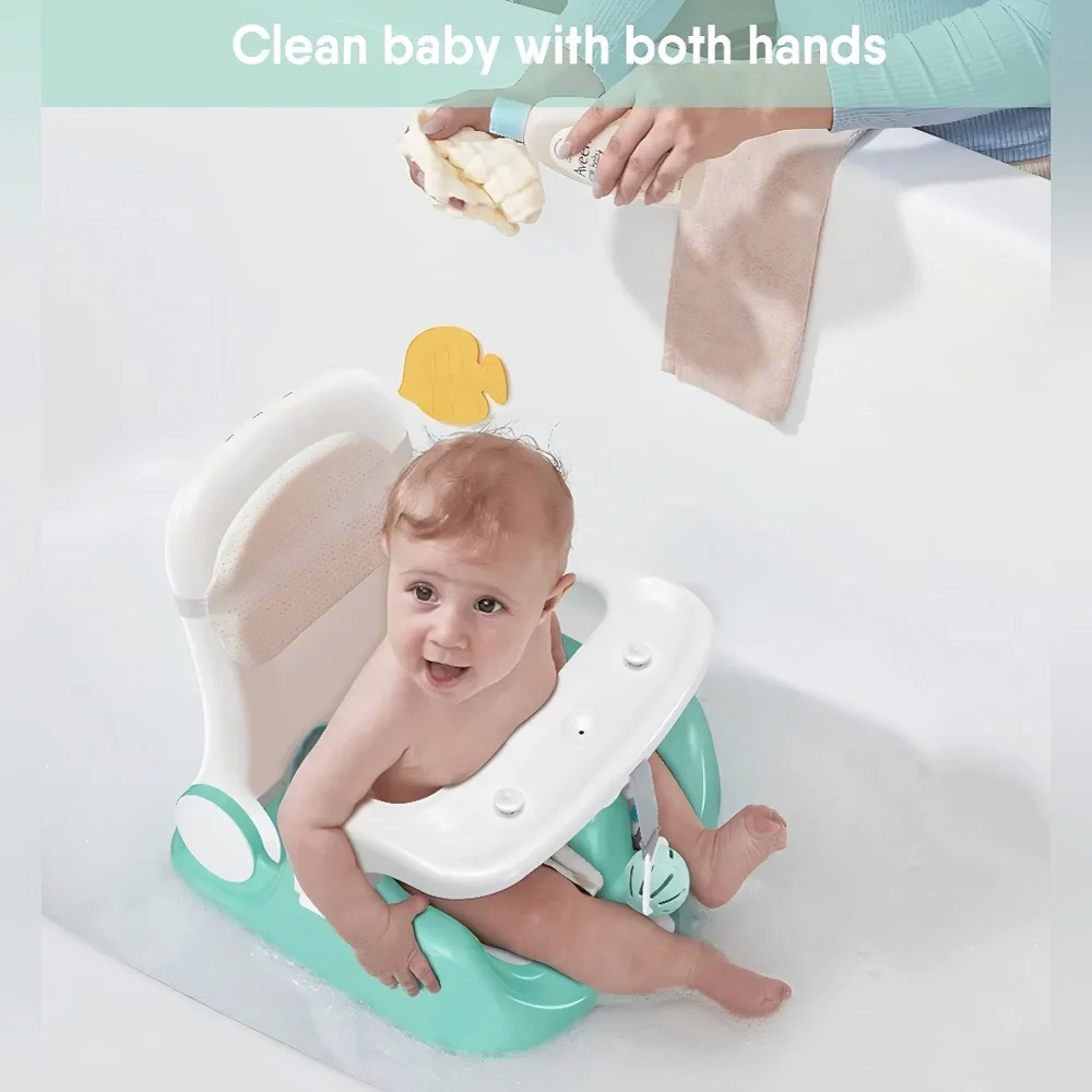 New BabyBond Baby Bath Seat with Sitting & Lying 2 Modes, 3-Speed Adjustment